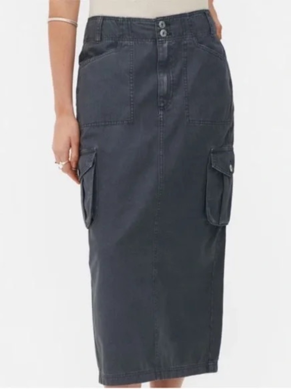 Rita Ora X Primark Y2K Gray Cargo Maxi Skirt Front Side Pockets Size 6